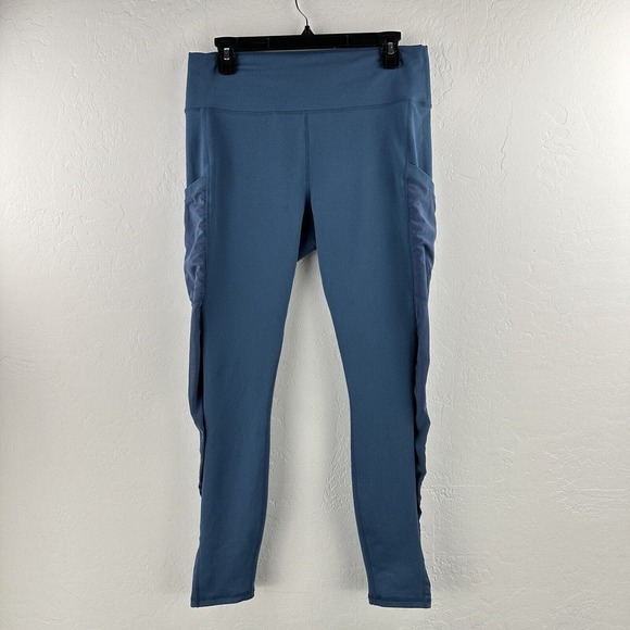 Fabletics Powerhold Mid-Rise Pocket Mesh‎ Panel Legging Blue L See Measurements - Picture 1 of 7